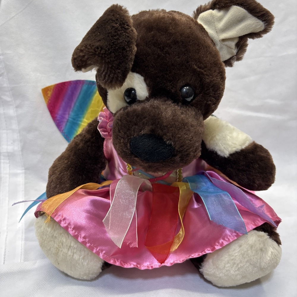 Build A Bear BABW Brown Puppy Dog White Eye Patch 15" Plush Stuffed Animal Toy